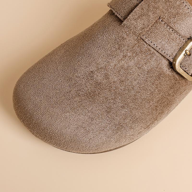 Women's Suede Birkenstock Half-Closed Moccasins - Spring 2026 Retro Style, Cute Ugly Design