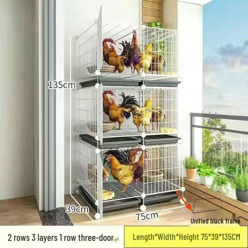 Large Iron Chicken Coop & Rabbit Cage for 20 Birds, 3-Layer, Indoor/Outdoor with Automatic Waste Cleaning