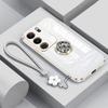 V29 5G Pouzdro Luxusní Kryt s Diamantovým Prstenem Pro Vivo V29 V29E V25 V21 V21E V20 SE Y76 Y75 Pouzdro na Telefon Se Šňůrkou Pokovené Pouzdro V 29