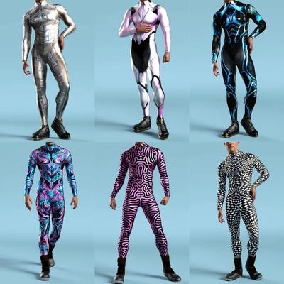 3D Digital Printing Stage Performance Costumes Adults Halloween Events Carnival Theme Party Cosplay Outfit Pretend Game Jumpsuit