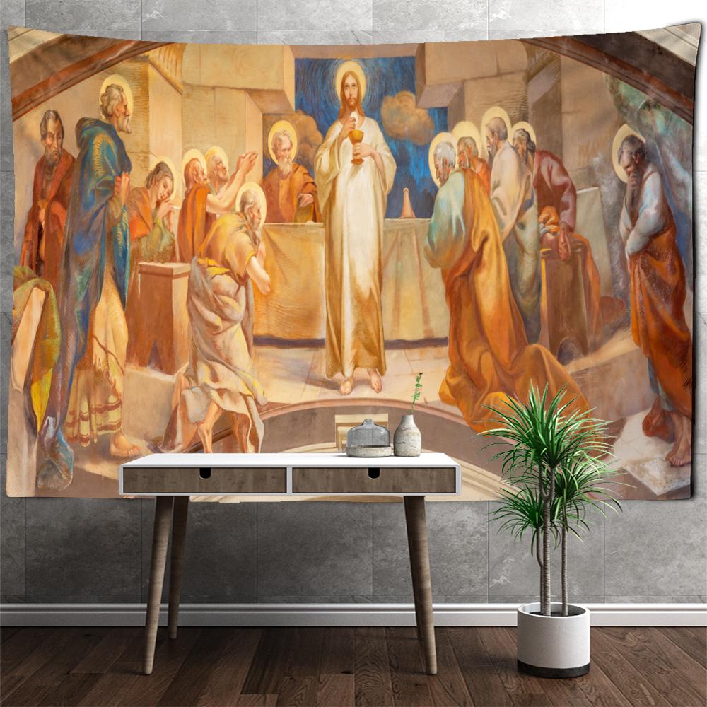Religious Portrait Tapestry Wall Hanging Bohemian Hippie Abstract Psychedelic Witchcraft Simple Art Room Home Decor