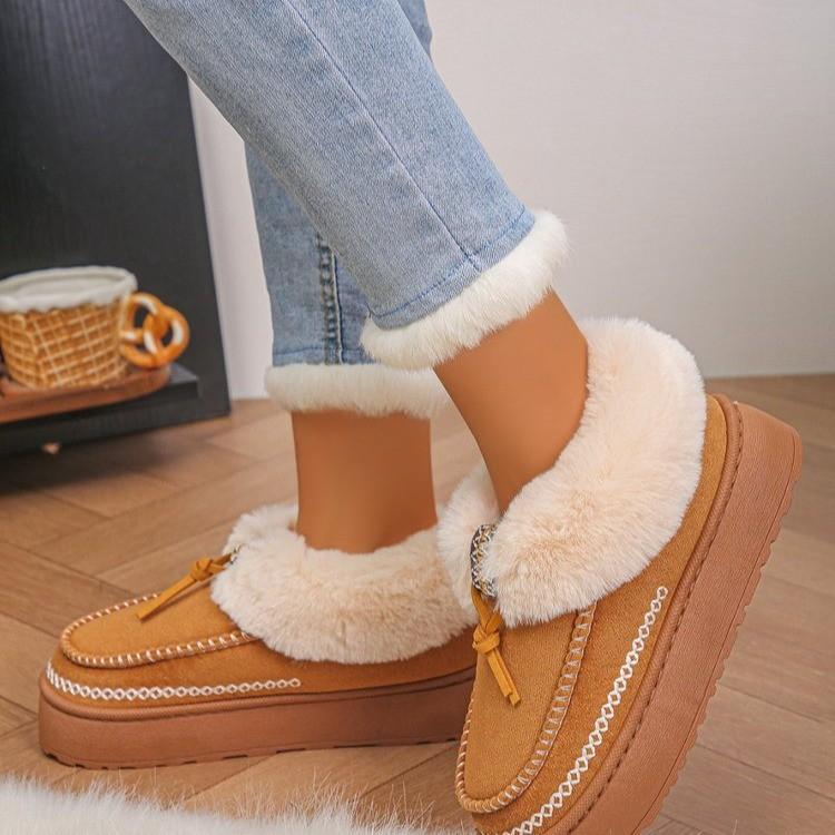 Fashion Warm Thicken Plush Cotton Shoes Women 2025 Winter Non Slip Thick Bottom Snow Boots Woman Slip On Chunky Platform Ankle Botas