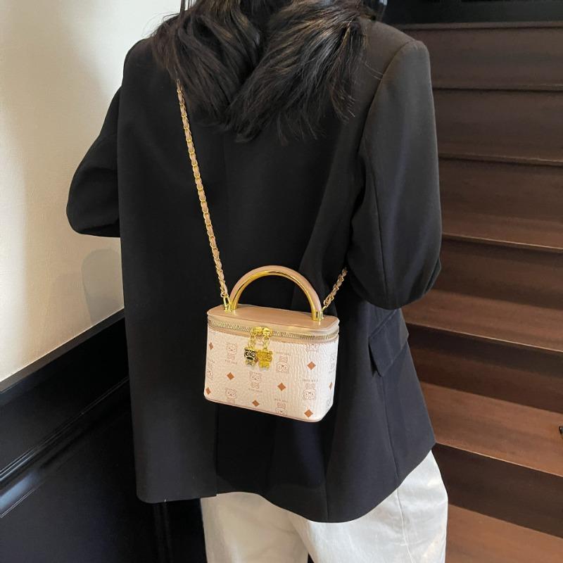 Fashion popular portable box bag women's soft leather retro printed shoulder bag versatile commuter chain messenger bag