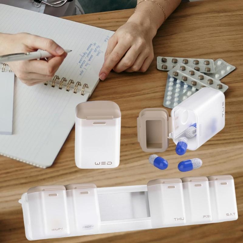 Space Saving Magnetic Pills Box Organizers 6 Compartment Secure Lock System Medicine Dispenser for Vitamins & Medications
