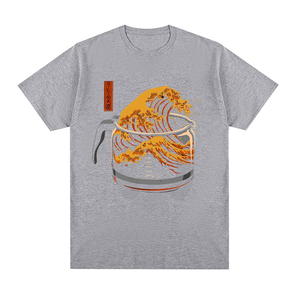 The Great Wave of Coffee Funny Meme Tshirt Unisexs Women Clothing Fashion Tshirts Cotton Casual Short Sleeve T Shirts Streetwear