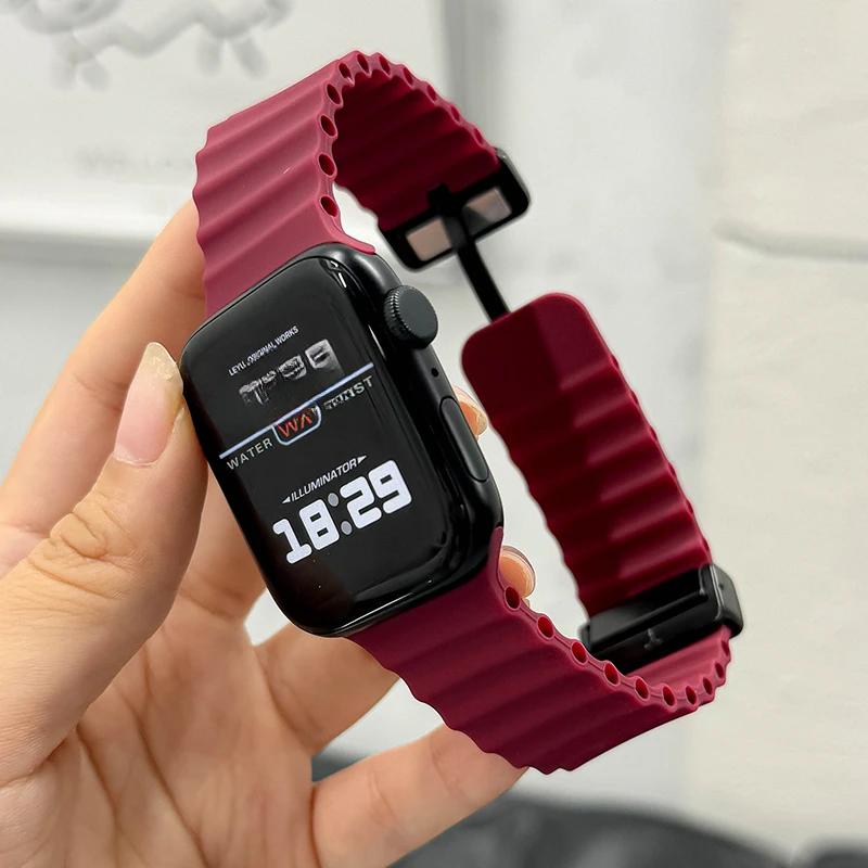 Ocean-Armband für Apple Watch 10 9 8 7 Ultra-Armband 46mm 45mm 49mm 44mm 41/42mm Silikon Magnetisches Sportarmband iWatch Series se 6