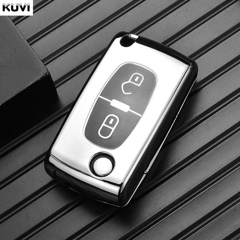 Plating Tpu 2/3 Buttons Car Remote Key Case Cover Shell For Citroen C2 C3 C4 C5 C6 C8 For Peugeot 107 207 307 307S 308 407 607