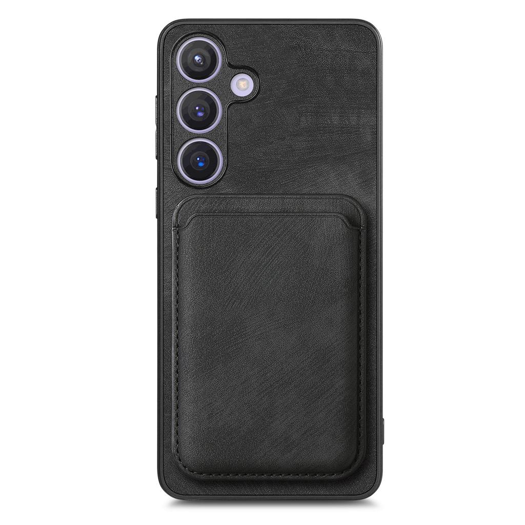 For Samsung Galaxy S24+ Case Compatible with MagSafe Leather Back Cover with Detachable Card Holder
