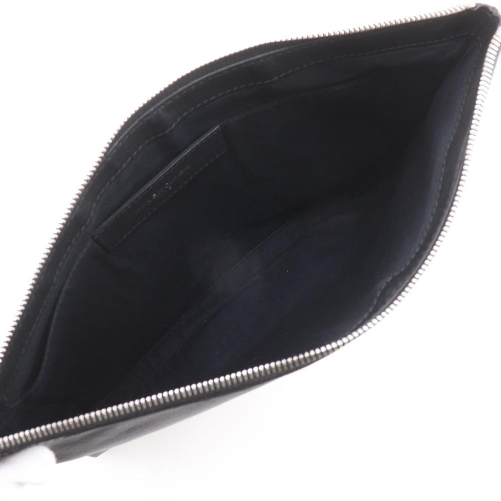 BALENCIAGA Navy clip M Clutch bag 373834 black lambskin unisex Used