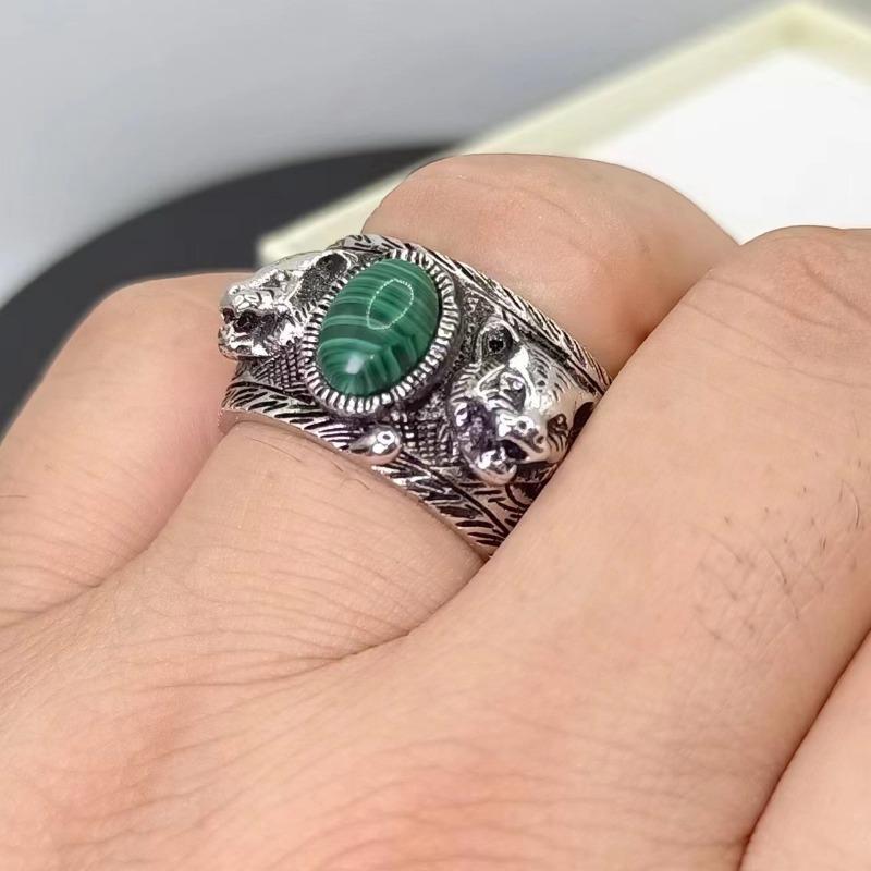 Sace Gems The Tiger Head 6*9mm Malachite Bărbați Inel 925 Sterling Silver Bijuterii fine Cadou de logodnă de nuntă