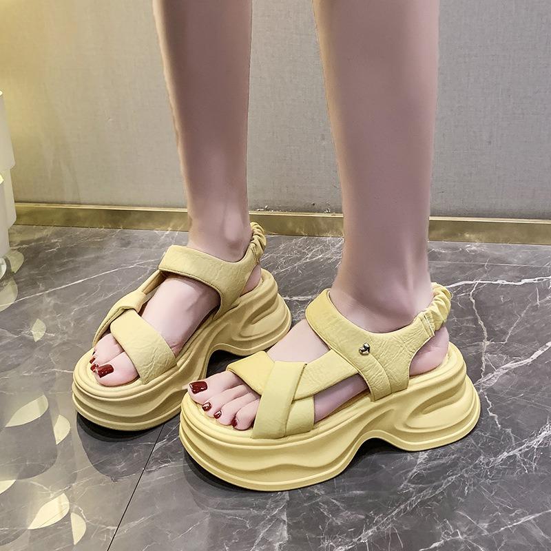 Cross-strapped Sandals Women's Summer New One-pedal Open-toed Casual Muffin Beach Versatile Sandals