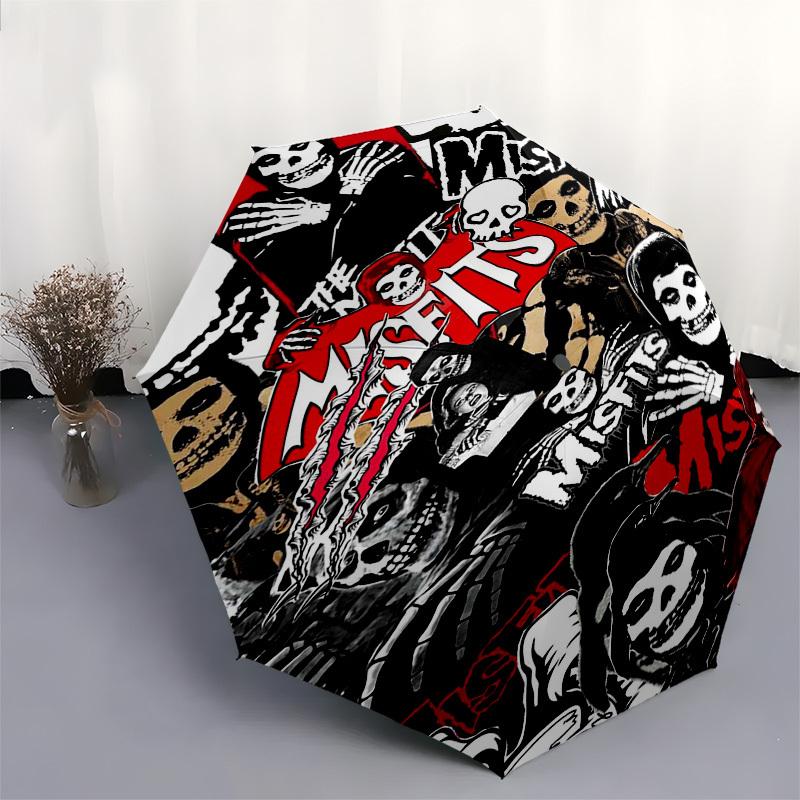 1pc Misfits Skulls Automatic Open, Windproof, Compact Travel Umbrella, Gift for Birthday, Christmas, Business 93028