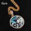 European & American Hip-Hop Photo Pendant with Zircon Inlay - Creative Copper Necklace