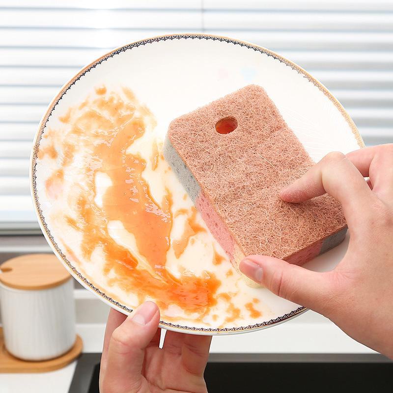 Kitchen Cleaning Sponge Set: Wood Pulp Sponge, Dishwashing Scrub Pad, and Cloth
