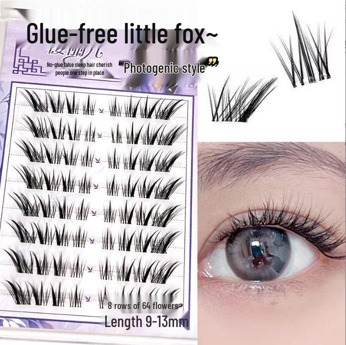 Ying Lier Natural Cluster Fox-Eye Eyelashes - Beginner-Friendly and Glue-Free