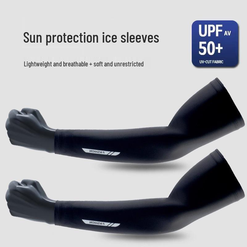 

Anti-UV Ice Silk Sleeves: Extra Long Sun Protection for Men & Women - Perfect for Cycling, Fishing чёрный