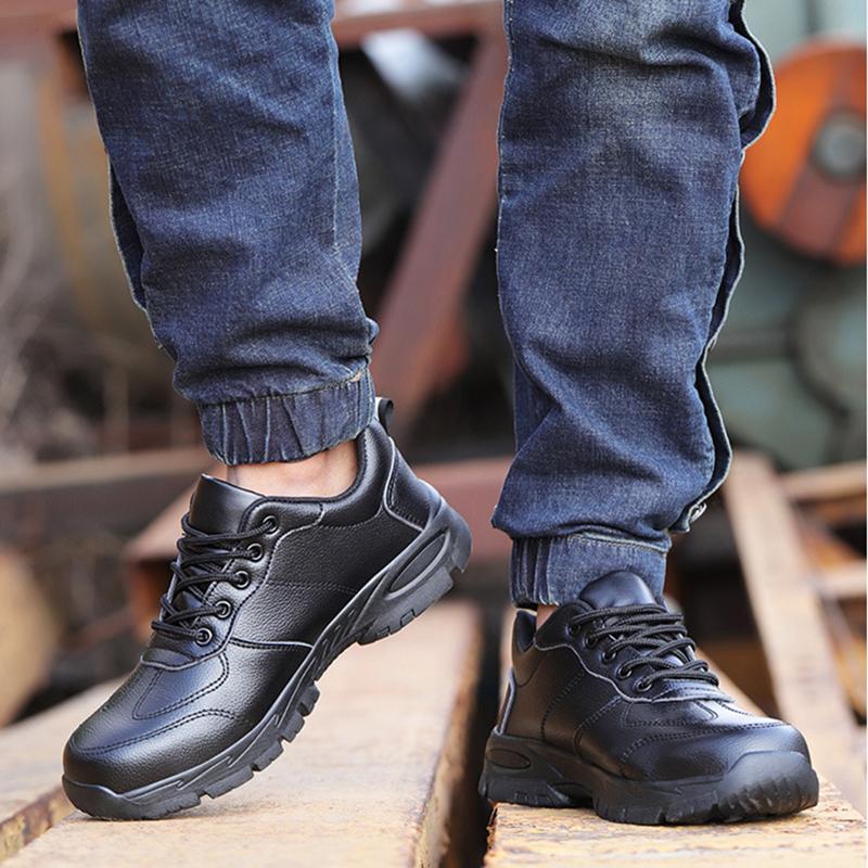

Breathable Lightweight Men Boots Leather Style Men Sneakers Indestructible Safety Shoes Women Steel Toe Work Boots LBX1218 40