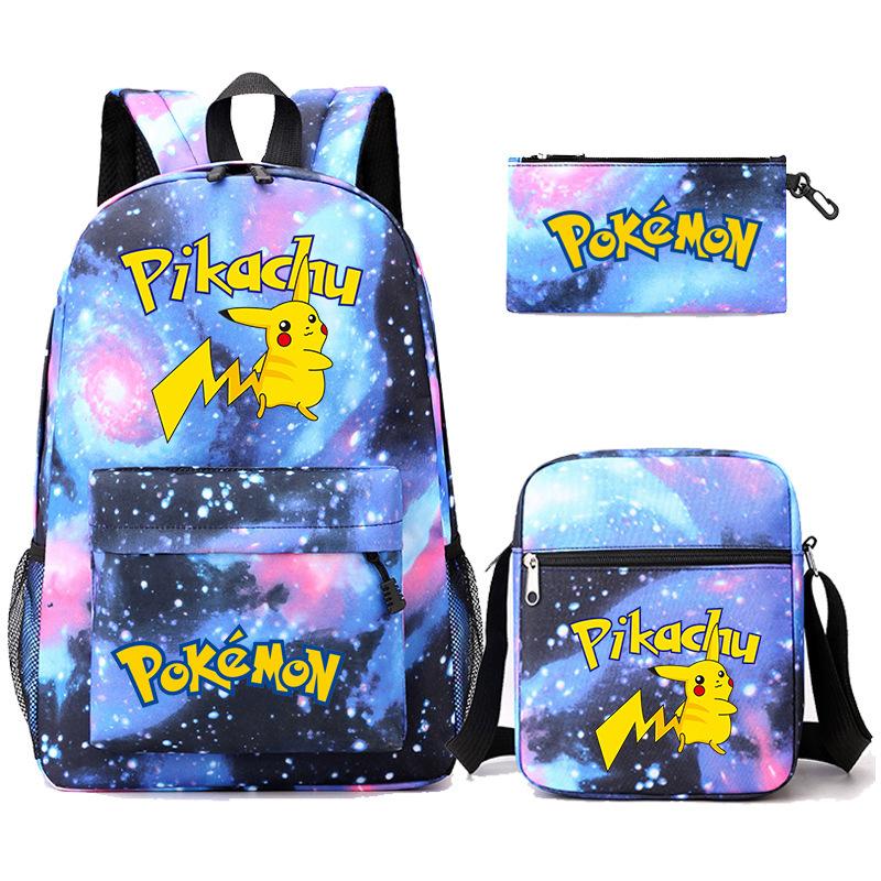 Backpack Teen Student School Bag Three-piece Pencil Case Crossbody Bag