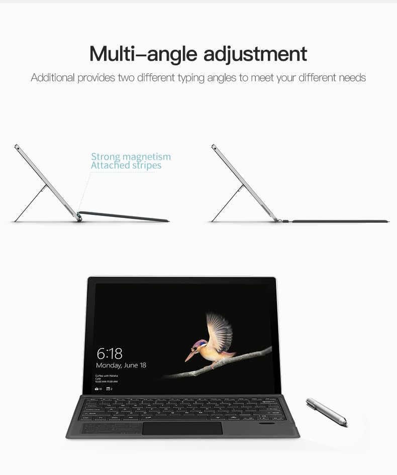 Surface Pro 6 Pro 3 Keyboard with Touchpad Surface Pro7 Pro6 Pro5 Pro4 Pro3 Keyboard Case Lightweight Thin Smart Wireless Bluetooth Keyboard Magnetic