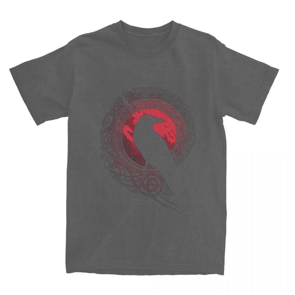 Unique EDDA Bird Viking Valhalla Odin T-Shirts for Men Crewneck Pure Cotton T Shirts Short Sleeve Tee Shirt Plus Size Clothes