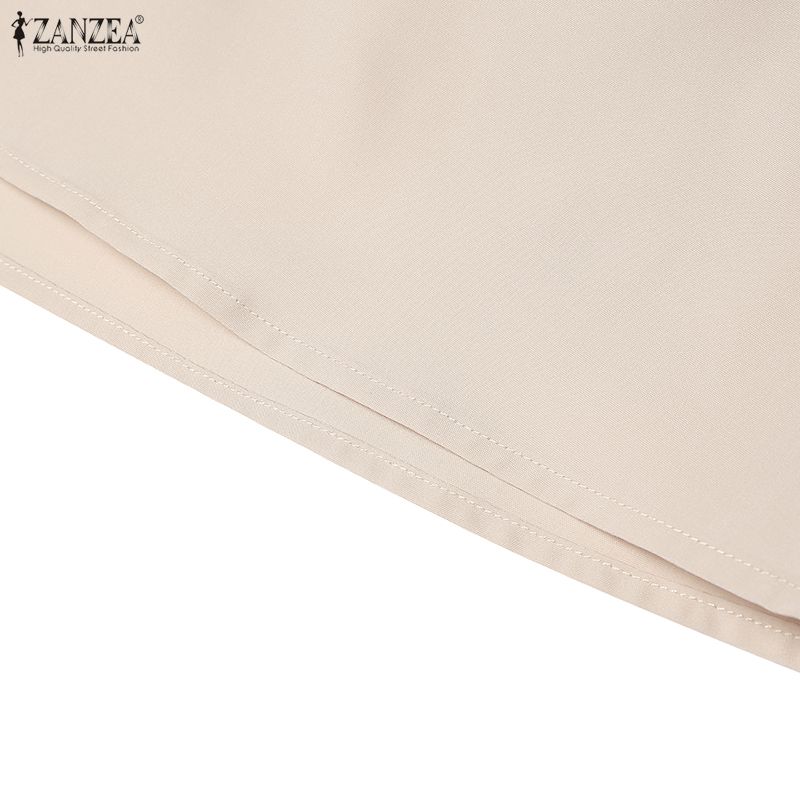 ZANZEA נשים קז'ואל צווארון V בצבע אחיד שמלת שרוול קצר