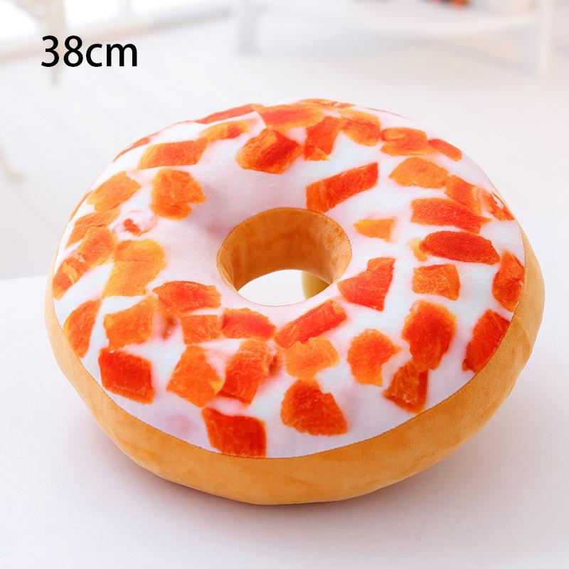 38/60cm Donut Food Toy Colorful Stuffed Ring Shaped Decor Plushie Head Pillow Seat Cushion for Chair Indoor Floor Sofa Gift