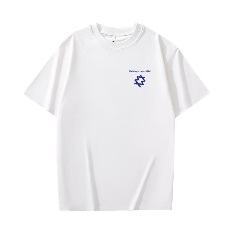 Baumwoll-Kurzarm-T-Shirt für Männer und Frauen Herren Halbarm-Rundhals-T-Shirt