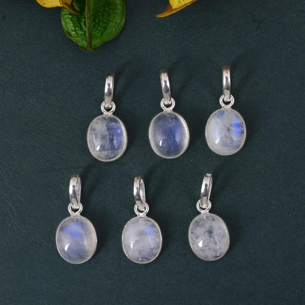 Oval Cabochon Moonstone Pendant Solid 925 Sterling Silver Gemstone Pendant Without Chain Jewelry For Women or Girls - 10.87 Gms