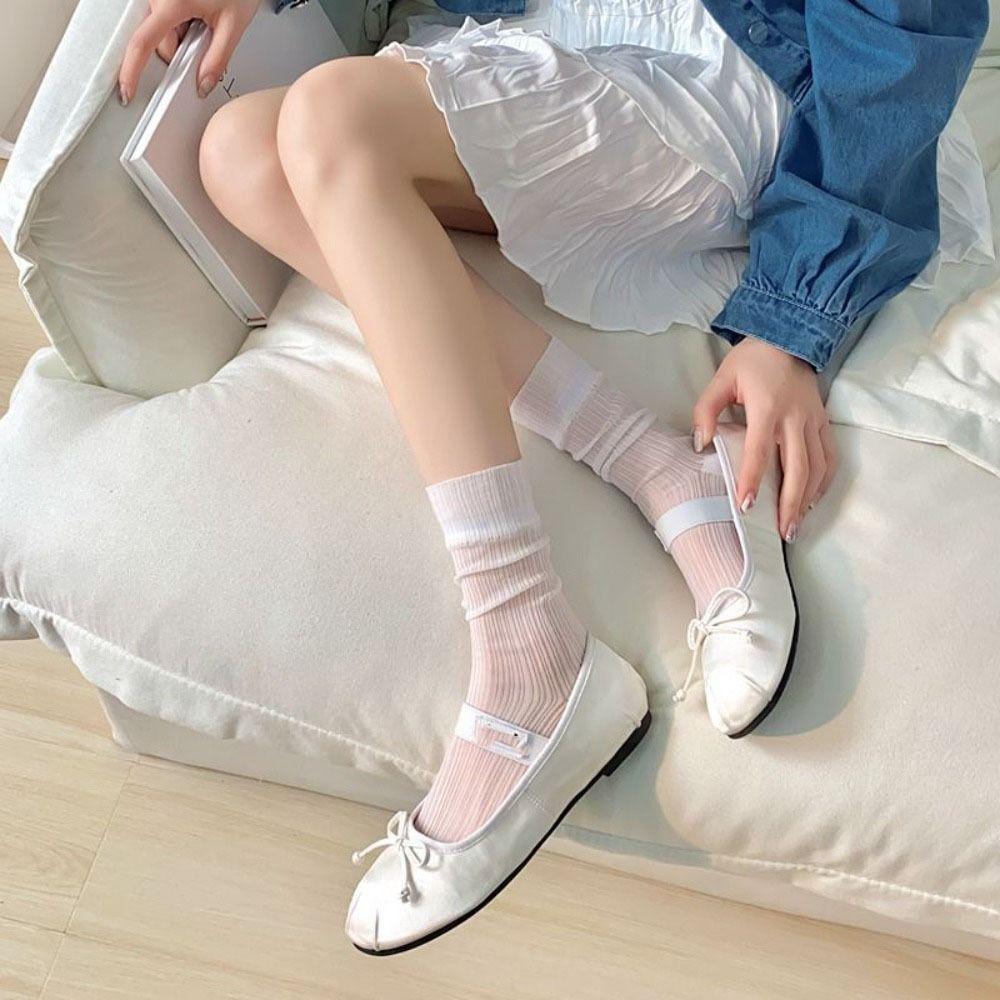 

Нейлоновая полоска прозрачные носки для экипажа Харадзюку Хрустальные шелковые носки Женские длинные носки конфетный цвет