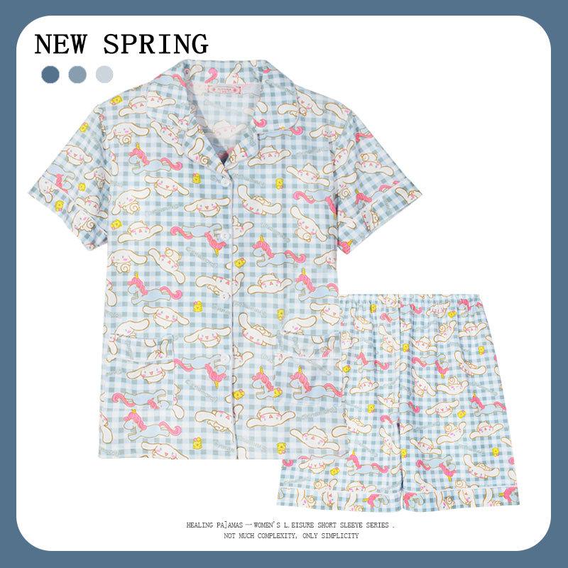 "Crayon Shin-chan" Large Size Women's Pajamas Women's Summer Short Sleeve Japanese Student Cartoon Cute Loungewear Set