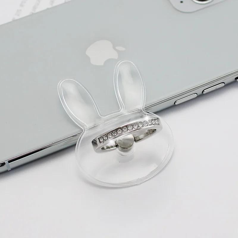 Transparent Finger Ring Mobile Phone Holder Universal Smartphone Clear Stand Support Cell Phone Car Mount For iPhone 15 Xiaomi