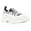 Alexander Mcqueen Tread Slick Low Lace Up Graffiti Shoes Black White Women's 708753W4RQ21041