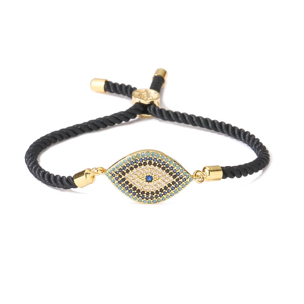 Pozłacana bransoletka z cyrkoniami i okiem proroka dla kobiet - Unikalna biżuteria w stylu INS