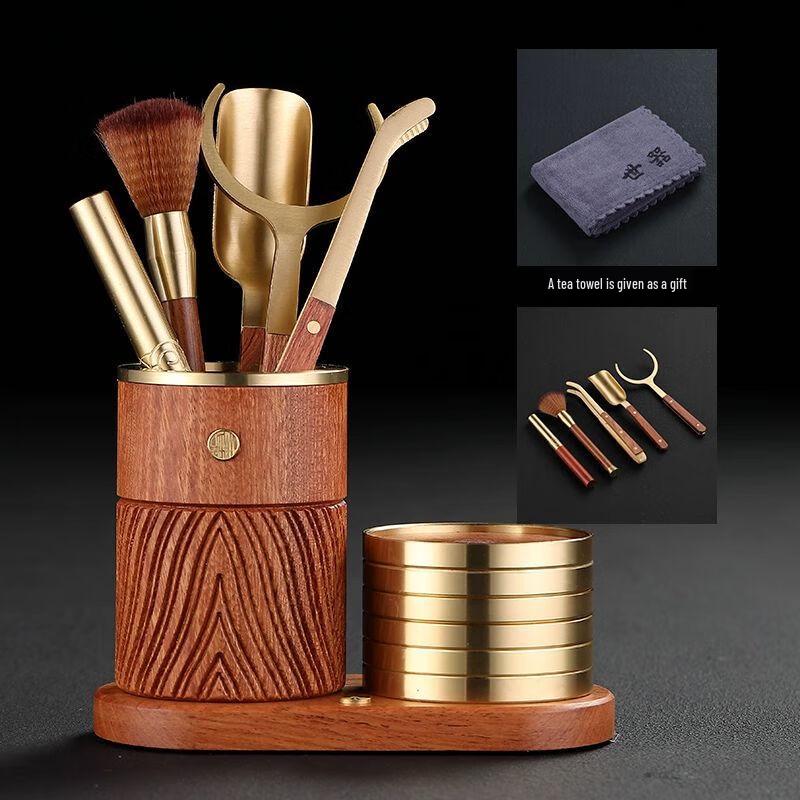 Ebony Solid Wood Six Gentlemen Tea Tool Set