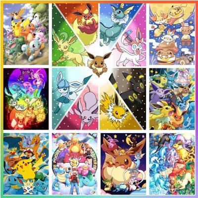 Pokemon Anime Japanese Diamond Painting Mosaic Embroidery Cross Stitch 5D DIY Art House Decoration Novelty Gift Diamond Paintin