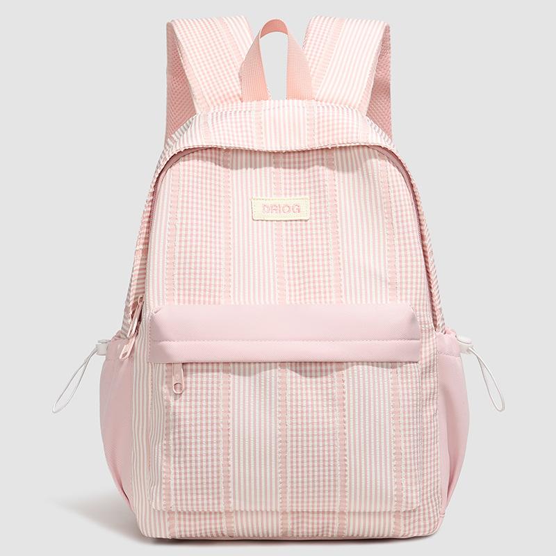 Schoolbag Korean version of college style student schoolbag, cute small fresh striped backpack for junior and high school students, large