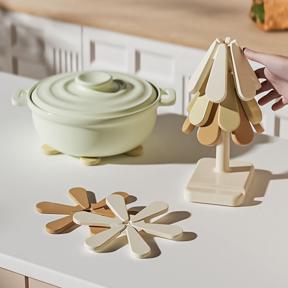 Heat Resistant Silicone Cup Mat Foldable Kitchen Trivets Safe Coffee Mug Pad  Hot Dishes