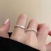 Love-shaped Hollow Ring for Women, Double-layered Bead-studded, Double-worn On The Index Finger, High-end Luxury Finger Ring