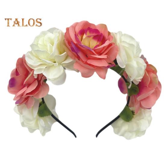 Imitation Rose Flower Headband Retro Fake Flower Decor Crown Headband Women Headpiece Hair Hoop Party Decor