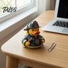 Figurine de Canard Pompier Exquise en Résine, Ornement de Bureau Durable, Ornement Atmosphérique Créatif pour Armoire Statue Jaune Tableau de Bord de Voiture Maison