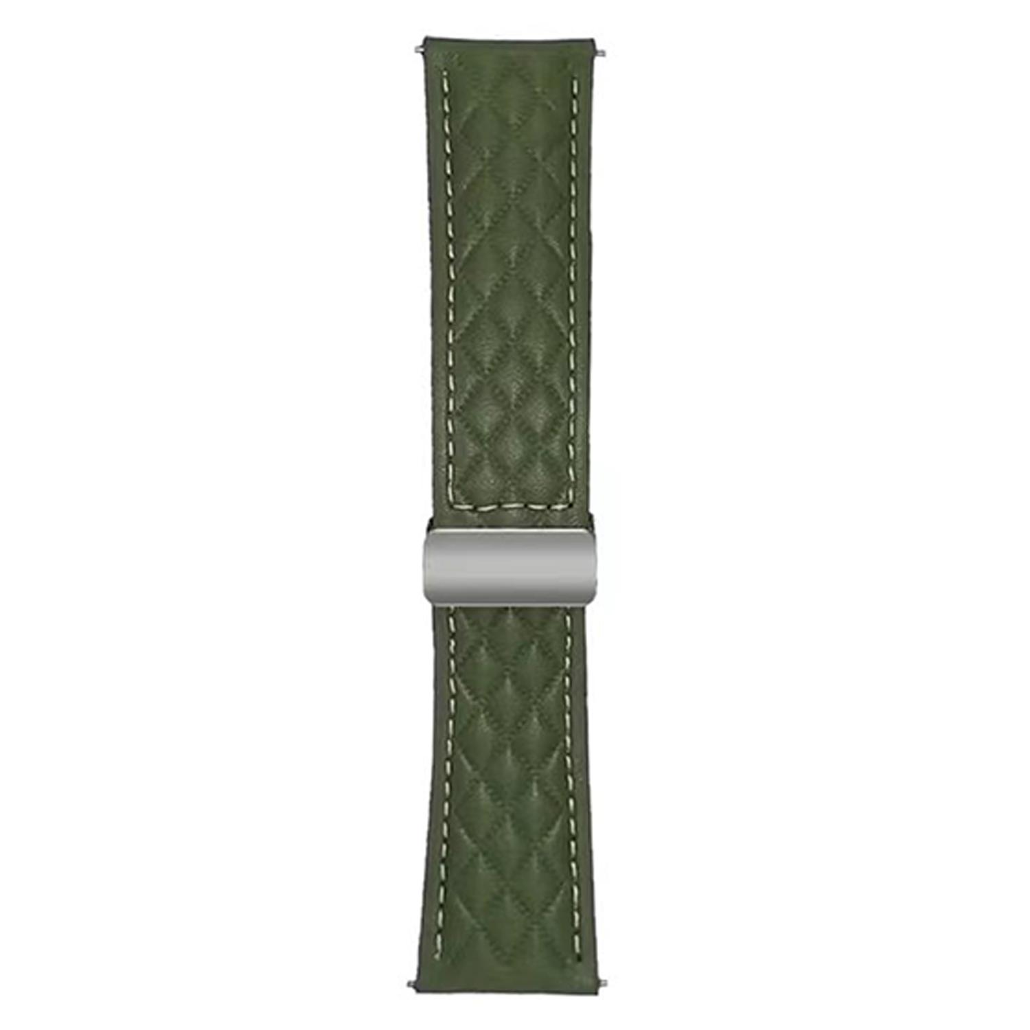 

Для Huawei Watch GT 5 41мм Ремінець для годинника 18мм Магнітна застібка «Зоряне світло» Шкіряний ремінець з ромбоподібною текстурою Army Green