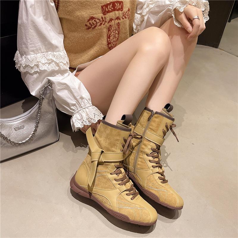 Retro Inner Height-increasing Duck Hunting Boots for Women 2025 New Autumn and Winter Versatile Merad Chuanxi Boxing Boots Martin Boots for Women