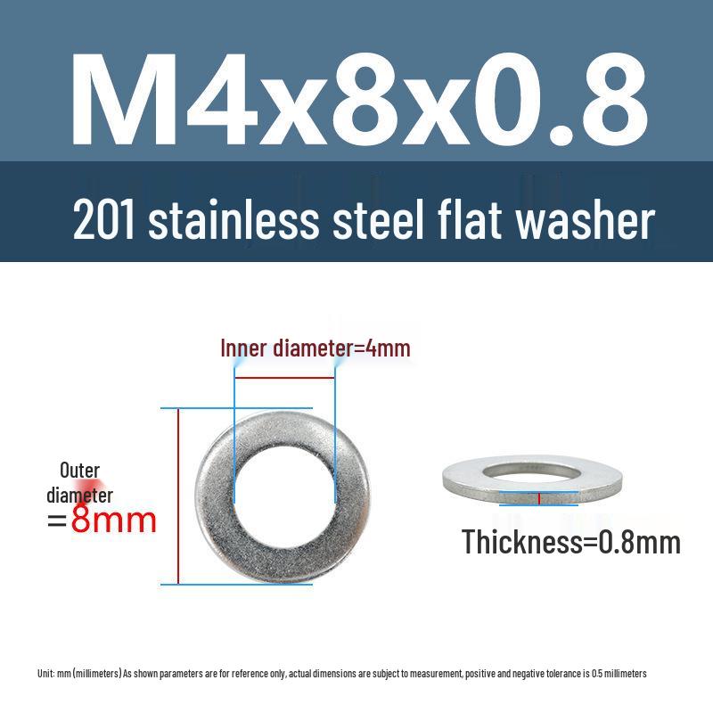 Yigu Oversized Thickened 201 Stainless Steel Flat Washers for M3, M4, M5 Industrial Use