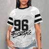 Colorful Creative Number 3D Printed Women's Round Neck Casual Sports Comfortable Soft Large Loose Breathable T-shirt Fashion Summer Versatile T-shirt