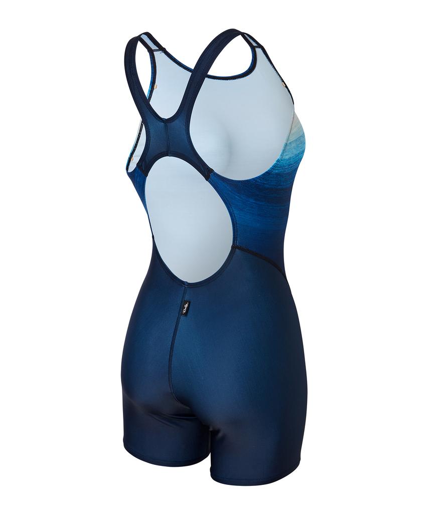 Laelliseupocheu [Rslh406 Nvy] Odd 3-Part Half-Body X-Back Swimsuit Navy