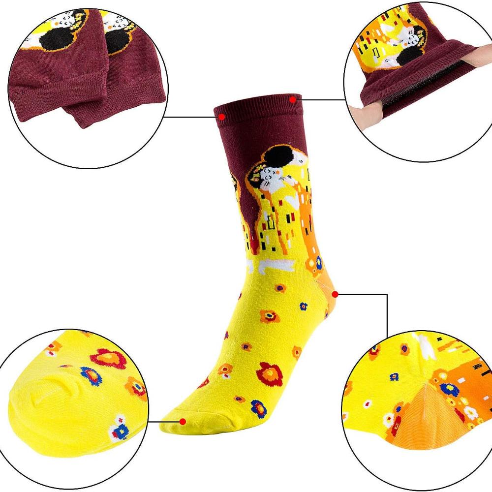Comius Sharp Fun Colorful Cotton Socks, 6 Pairs Men Women Multicolored Cotton Socks Thermal Everyday Sports Socks Fun Cool Famous Painting Socks
