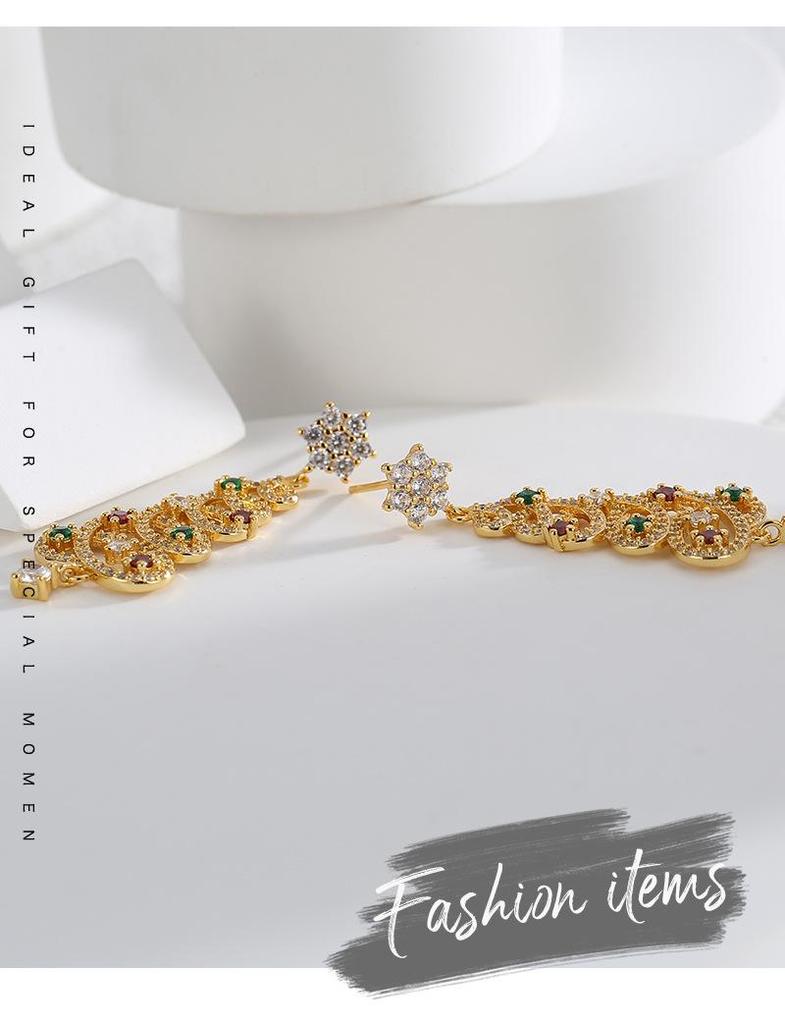 E0535 European & American Christmas Tree Snowflake Zircon Stud & Dangle Earrings for Women