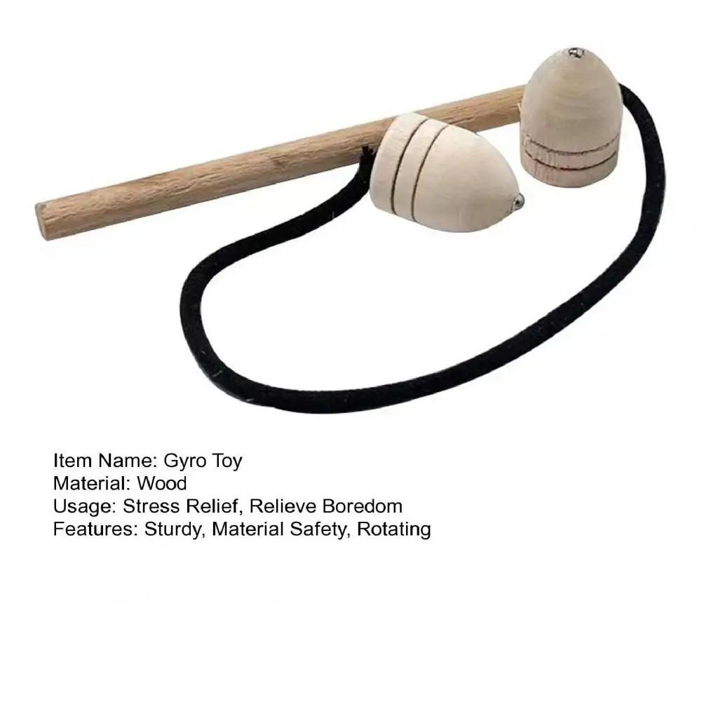 1 Набір Іграшка Гіроскоп на Палець Дзиґа Обертовий Конусоподібний Форма Батіг Дерев'яна Ностальгія Китайська Традиційна Іграшка Дитячі Іграшки