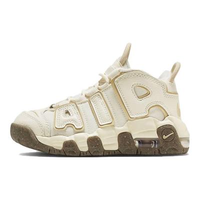 Air More Uptempo PS Kokosové mlieko Tímové zlato Detské tenisky Krémová Guma-Tmavo-hnedá DX1940-100