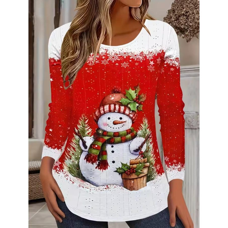Merry Christmas 3D Print Crew Neck Long Sleeve T-Shirt Fashion Women clothing Casual y2k clothes Harajuku Female clothing